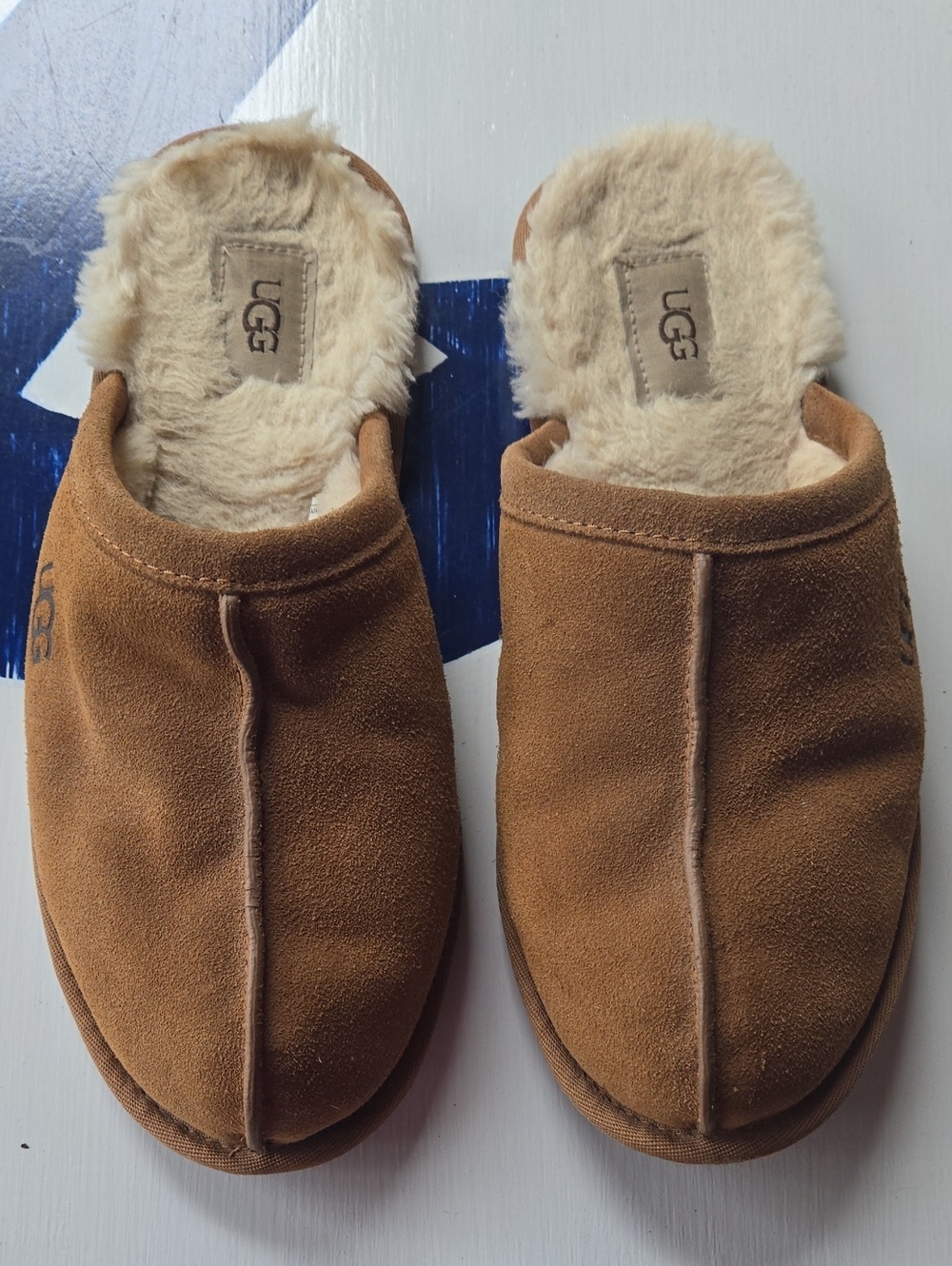 Ugg Pearle Cognac Brown Suede Slide On Sherpa Lined Slipper - Picture 3 of 10